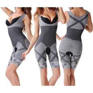 Bamboo Charcoal Slimming Breathable Bodysuit 360 degree firm tummy thigh control